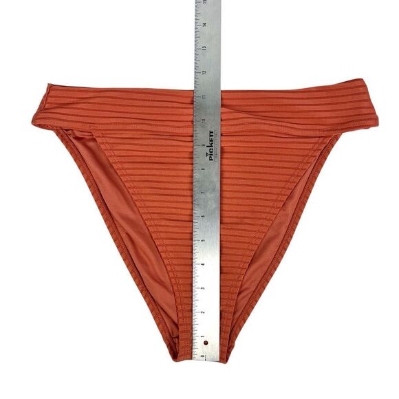 Aeropostale Burnt Orange Ribbed High Waisted Bikini Bottoms Size Medium - Picture 3 of 5